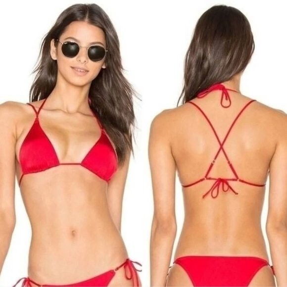 L’Agent by Agent Provocateur Robbie Red String Bikini Top Size Medium NWT - Picture 1 of 8